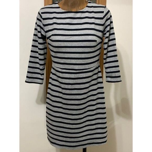 Old Navy Dress Warm Cotton Blend Gray Black Striped, Small - Picture 1 of 9